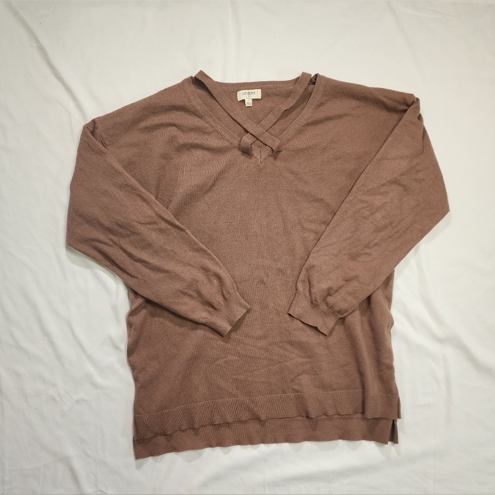 Umgee Womens Brown Cross Front Pullover Blouse Small